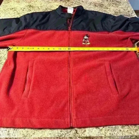 Disney Mickey Mouse Adult Fleece Jacket Size XL Red and Black Zip Up - Picture 6 of 11
